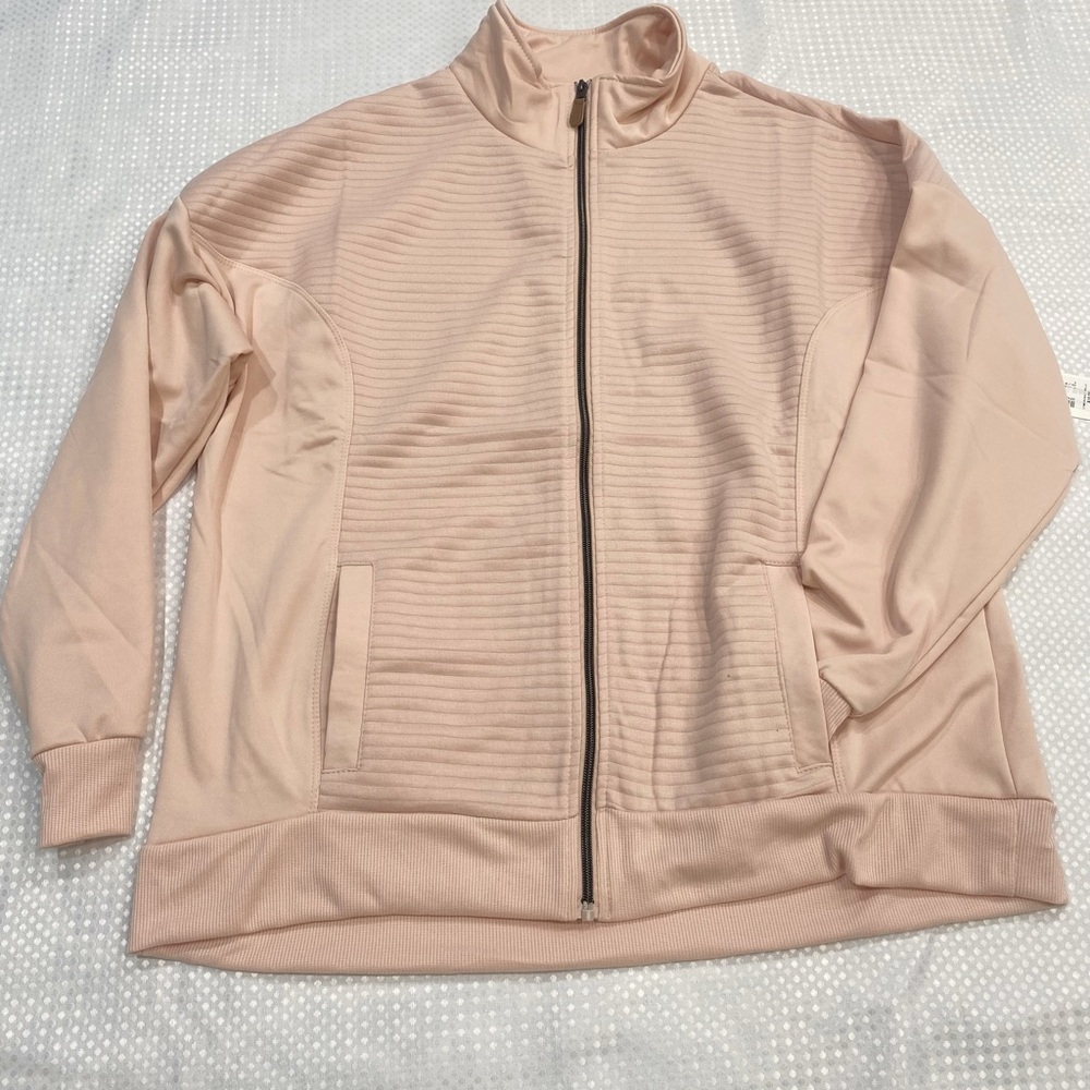 Pink Bomber Jacket with Stand-Up Collar and Relaxed Fit